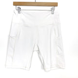 Baleaf White Biker Side Pockets Shorts- Size L