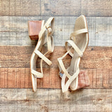 ABLE Natural Raffia Block Heel Sandals- Size 9 (LIKE NEW)