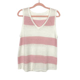 No Brand Semi Sheer Pink Striped Two Piece Short Set- Size S (sold as set)