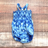Angel Dear Baby Girl Smocked Blue Tie-Dye Romper- Size 0-3M
