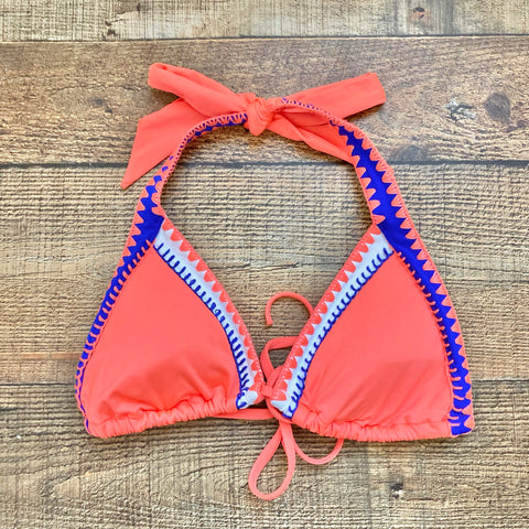 No Brand Orange/Blue/White Padded String Bikini Top- Size 12 (fit like S/M, we have matching bottoms)