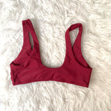 No Brand Maroon Tie Front Swim Top- Size S