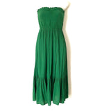 Aerie Green Smocked Bodice Strapless Dress- Size XS