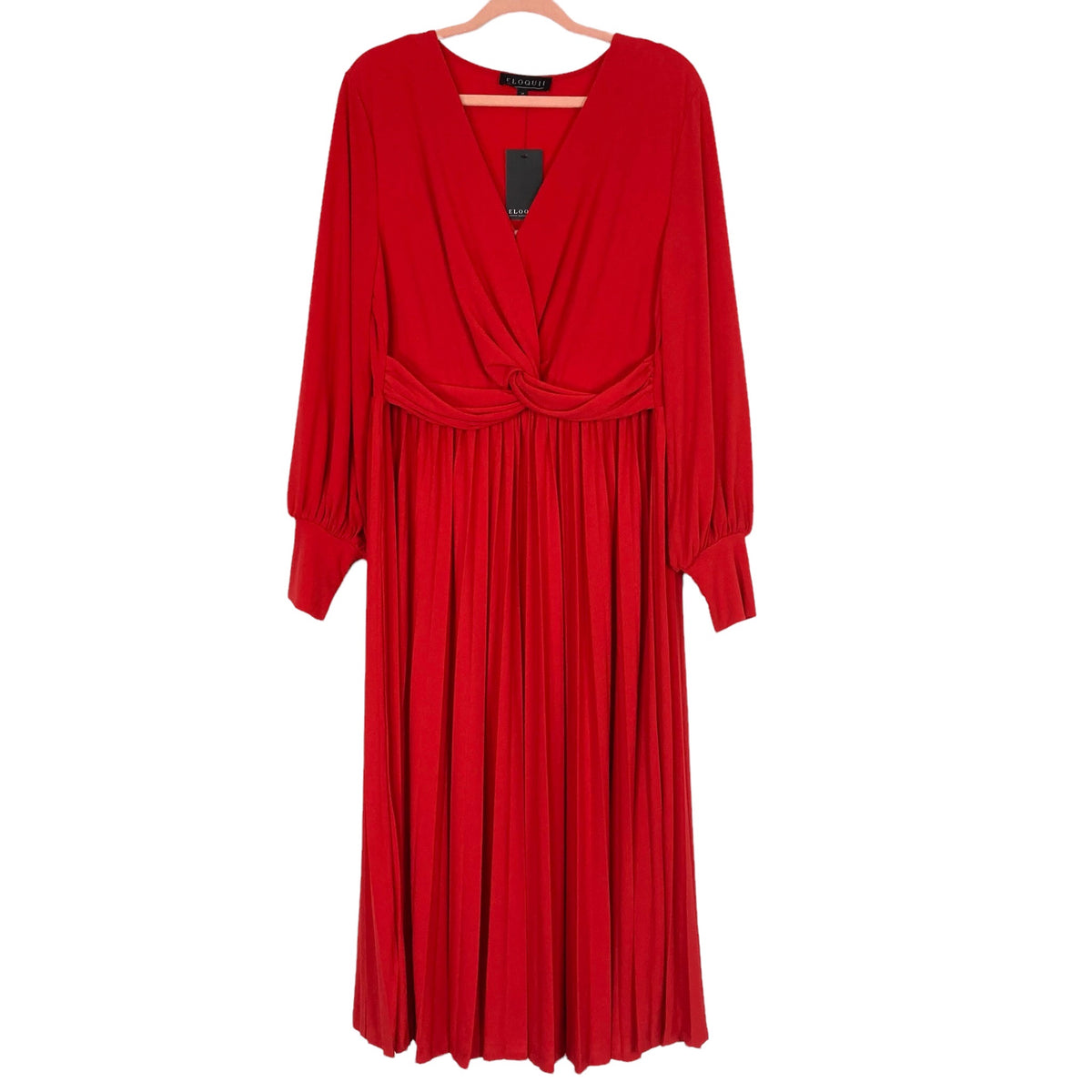 Eloquii Red Knot Front Pleated Skirt Long Sleeve Dress NWT- Size 14 – The  Saved Collection