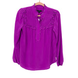 J Crew Purple Front Pleated Ruffle Silk Top NWT- Size XS (sold out online)