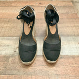 CASTAÑER Black Carina 80 Canvas Wedge Espadrilles- Size 39