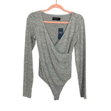 Abercrombie & Fitch Gray Space Dye Super Soft Wrap Front Thong Bodysuit NWT- Size S (sold out online)