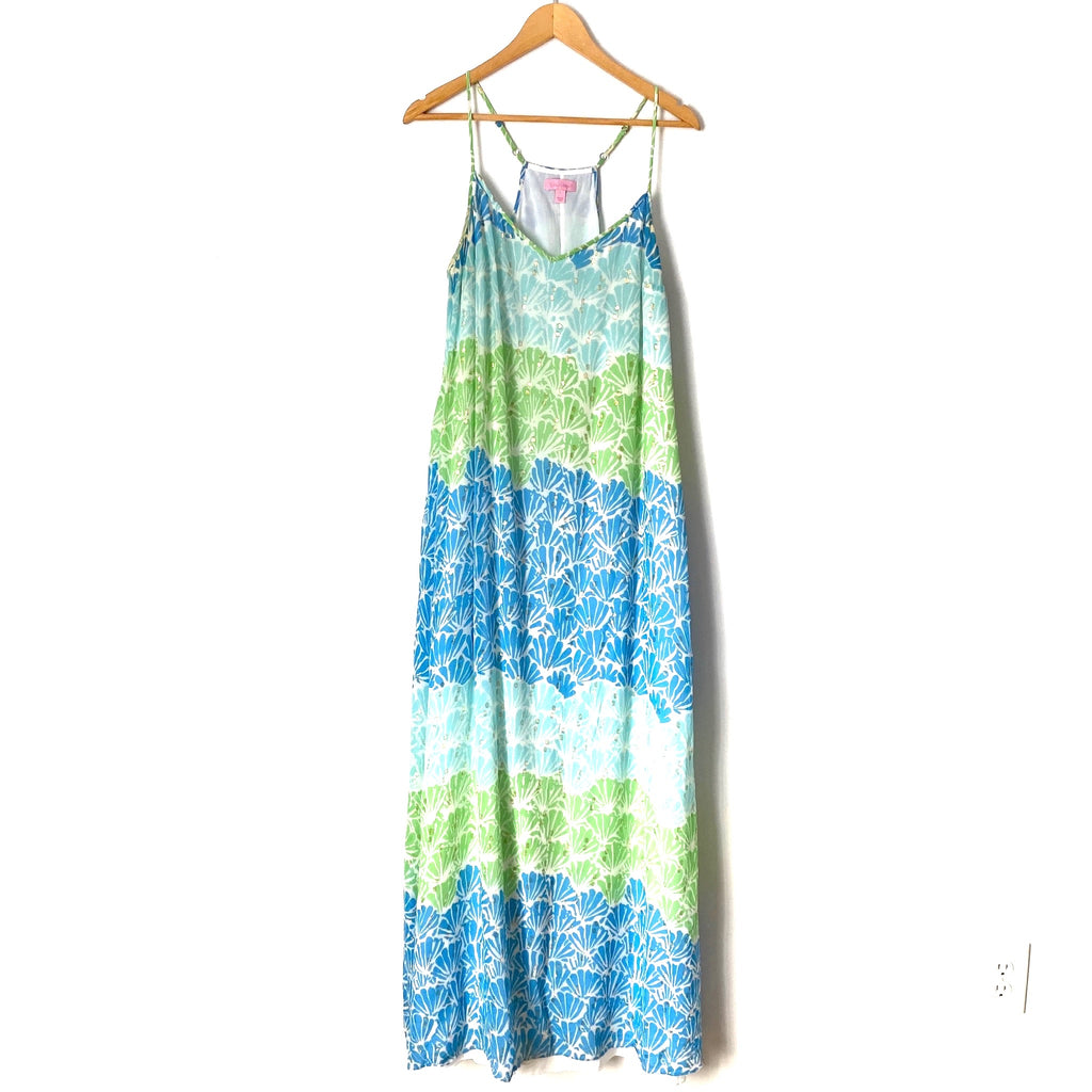 Lilly Pulitzer Blue Green Lined Maxi Dress- Size L (see notes) The Saved Collection Lilly Pulitzer Blue Green Lined Maxi Dress- Size L (see notes) The Saved Collection