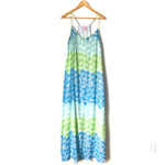 Lilly Pulitzer Blue Green Lined Maxi Dress- Size L (see notes)