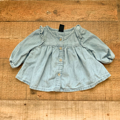 Gap Denim Chambray Button Top- Size 0-3M