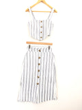 Goodnight Macaroon Striped Midi Skirt and Crop Top Two Piece Set- Size S