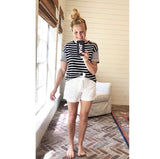 BP Black and White Stripe Two Tone Sleeve Top - Size S