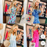 Gibson Look Teal Tropical Print Tiered Maxi Dress NWT- Size XXS (sold out online)