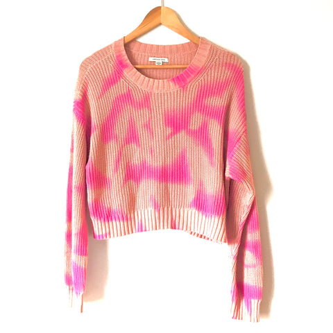American Eagle Pink Tie Dye Cropped Sweater- Size M