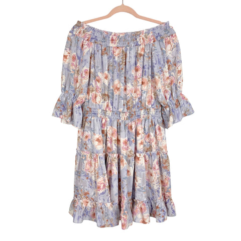 Amaryllis Lavender Floral Off the Shoulder Dress- Size XL