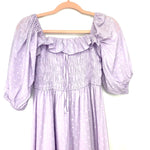 R Vivimos Light Purple Smocked Top Puff Sleeve Dress NWT- Size L