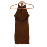 Priceless Brown Ribbed Knit Halter Mini Dress NWT- Size M