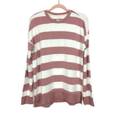 Thread & Supply Mauve and Cream Striped Side Slits Sweatshirt NWT- Size S