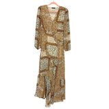 Very J Cream/Printed Sheer Maxi Dress- Size S