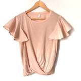 BP. Blush Twist Front Ruffle Sleeve Short Sleeve Top- Size S