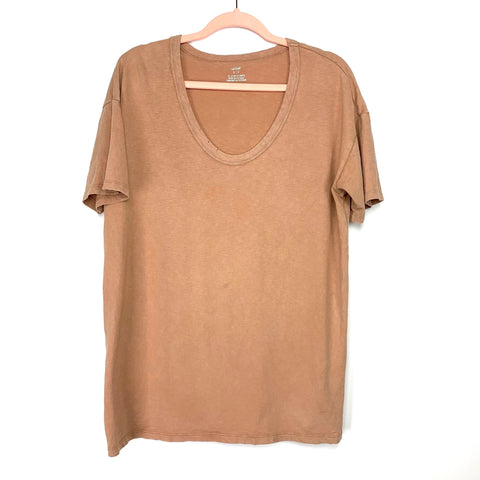 Aerie Tan Distressed Collar Tee- Size S