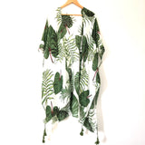 Do Everything in Love Palm Print Kimono with Tassels