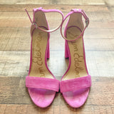 Sam Edelman Pink Suede Ankle Strap Block Heels- Size 7