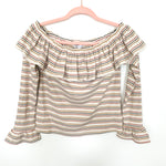 English Factory Metallic Striped Off the Shoulder Flare Sleeve Top NWT- Size XS