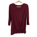 Gibson Wine Boatneck Twist Front Top NWT- Size M