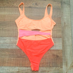 Xhilaration Orange and Pink Front Cut Out One Piece- Size L