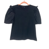 English Factory Black Mini Ruffle Puff Sleeve T-Shirt- Size XS