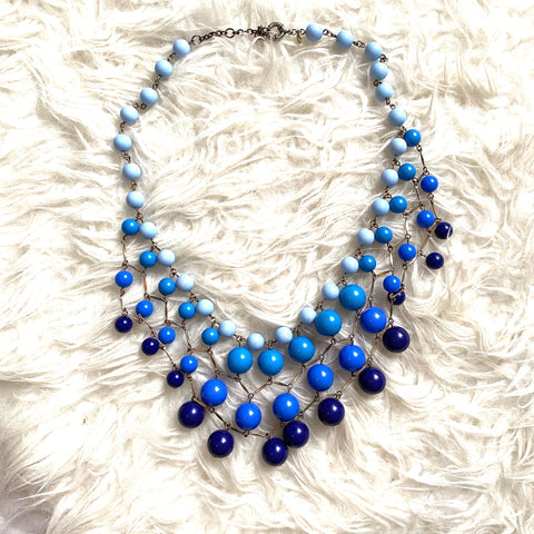 J Crew Blue Beaded Layered Necklace