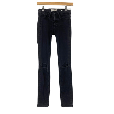 FRAME Black Distressed Jeans- Size 25 (Inseam 27")