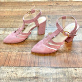 BC Born in California Suede Closed Toe Strappy Block Heel Sandals- Size 9.5 (see notes)
