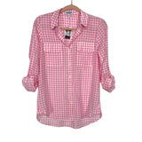 Express The City Shirt Pink Gingham Button Up NWT- Size XS