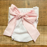 The Beaufort Bonnet Company White with Pink Bow Diaper Cover NWT- Size 12-18M