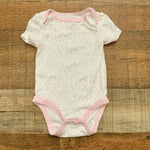 Cloud Island White and Pink Polka Dot Onesie- Size 0-3M