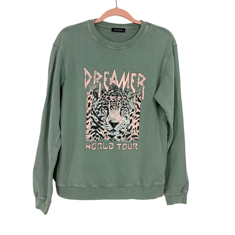 Zutter Green "Dreamer World Tour" Graphic Crewneck Sweatshirt- Size M
