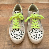 Gianni Bini Animal Print Neon Yellow Lace Sneakers- Size 7
