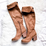 No Brand Brown Thigh High Boots with Block Heel- Size 7