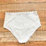 Aerie White Waffle Scalloped High Waisted Bikini Bottoms- Size L (we have matching top)