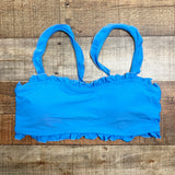 Pink Lily Blue Ruffle Padded Bikini Top- Size L (sold out online, we have matching bottoms)