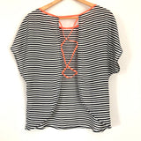 Lush Black & White Stripe Top with Open Back- Size S