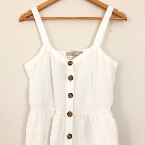 LOFT White Button Front Linen Blend Dress NWT LOFT White Button Front Linen Blend Dress NWT