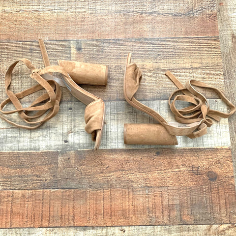 Steve Madden Tan Suede Like Clary Tie Sandals- Size 8.5