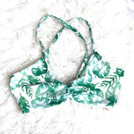 Fused Hawaii Palm Print Tie Back Bikini Top- Size XL (TOP ONLY)