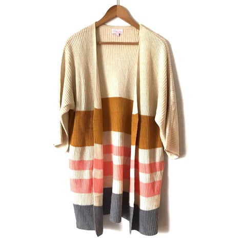 Pink Lily Striped Multi Color Knit Cardigan- Size S