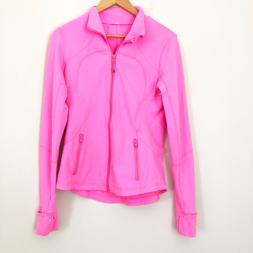 Lululemon Size 4 Define Zip Up Jacket Neon Bubble Gum Pink Long Sleeves 