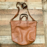 Madewell Brown Leather Personalized Stamped Zip Top Bag (see notes)