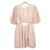 Moodie White with Light Pink Floral Print Front Cutout Dress NWT- Size M